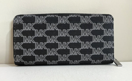 New Michael Kors Jet Set Cooper Tech Zip-Around Logo Wallet Black Multi - $64.51