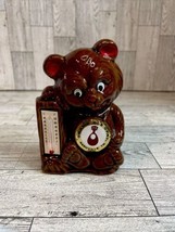 Vintage Ceramic Brown Bear Bank &amp; Thermometer Souvenir Nashville TN - £7.57 GBP