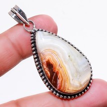 Crazy Lace Agate Pear Shape Gemstone Handmade Gift Pendant Jewelry 2.20&quot; SA 745 - £3.97 GBP