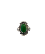 Signed Bell Trading Post Vintage Sterling Green Turquoise Stone Ring Ban... - $54.31 CAD