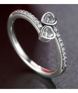  Sterling silver S925 two 2 sparkling heart hearts ring all sizes available - £12.58 GBP