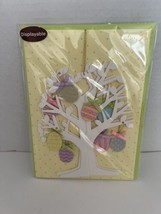 PAPYRUS Unique Greeting Card 3D Floral Spring Easter Egg Bow Purple Enve... - $12.99