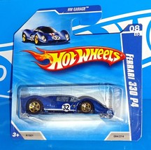 Hot Wheels 2010 Short Card HW Garage #84 Ferrari 330 P4 Mtflk Blue w/ Go... - $17.50