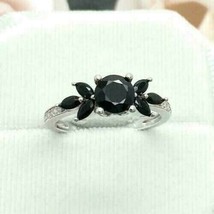 2.00Ct Simulated Black Diamond Solitaire Engagement Ring 14K White Gold Plated - £97.21 GBP