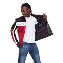 Vinci The Martos Black & Red Leather Men Jacket image 2