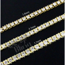 1 Row Tennis Necklace 14k Gold Plated Choker Cubic Zirconia Chain 3.8 - 5.5mm - £5.78 GBP+