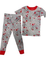 Disney Toddler Boys Mickey &amp; Minnie Mouse Gray &amp; Red Valentines Pajama S... - £7.82 GBP