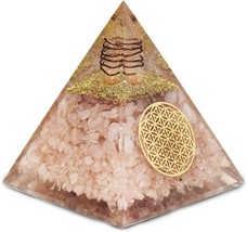 Rose Quartz Orgonite Pyramid Healing Crystal Gemstone Meditation Positivity - $22.20