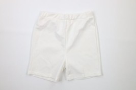 Vintage 60s Streetwear Womens 14 Blank Knit Bermuda Shorts White Polyest... - £45.85 GBP