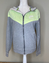 Nike Women’s Full zip Hooded jacket Size S Grey Yellow L4 - £18.10 GBP