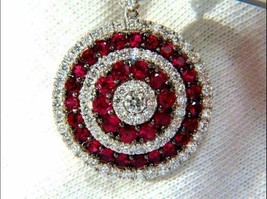 4CT Pink Ruby &amp; CZ Diamond Circle Drop/Dangle Earring 14K White Gold Finish - £119.89 GBP