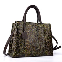Handmade Leather Brushed Women Handbags Vintage Embossed Female Messenger Bags L - £114.42 GBP