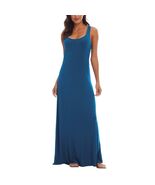Silk Sz S Maxi Tank Silk Dress Sleeveless Scoop Neck Long Dress Blueish - €70,89 EUR