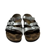 BIRKENSTOCK Florida Birko Flor Women’s Sz EU 41 Metallic Silver 3 Buckle... - $64.95 CAD