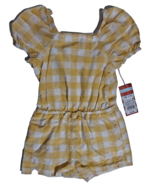 Cat &amp; Jack Toddler Girl&#39;s Size 18-Months Mustard Gingham Short Romper  ~... - $12.38