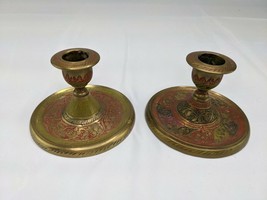 Brass Candle Stick Holder 2.5 Inch Tall Lot of 2 - £16.19 GBP