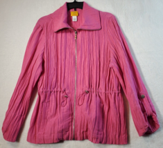 Ruby Rd. Jacket Womens Size 12 Pink Cotton Blend Long Sleeve Pockets Full Zipper - £12.33 GBP