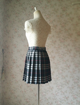 Black White Pleated Plaid Skirt Women Girl Short Plaid Skirts US0-US16 image 5