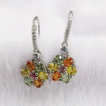 Ry earrings for women 100 925 sterling silver multicolor sapphire eardrop wedding party thumb200