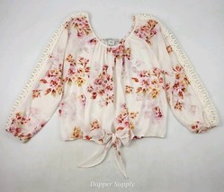 American Rag Blouse Womens M Boho Sheer Long Sleeve Floral - $12.86