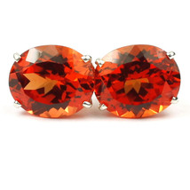 Natural Padparadscha Sapphire, 925 Sterling Silver Stud Earrings Woman - £48.77 GBP