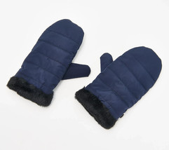 Nuage Insulated Mittens with Faux Fur Detail NAVY, L/XL - £16.65 GBP