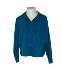 Jaclyn Smith Women&#39;s Button-Up Blouse Shirt ~ Sz XXL ~ Long Sleeve ~ Blue - £13.46 GBP