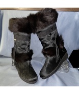 TECNICA Black Cow Hair Goat Fur APRES Ski Snow Boot, Women Size 10 - £142.90 GBP