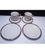 6 PIECE MIKASA FLORISSE BLACK L-2841  LUNCH / SNACK SET ~~ 2 cups, sauce... - $27.22 CAD