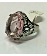 NEW Pink Topaz with Crystals Women&#39;s Large Stone Size 9 US Ring - $7.92