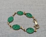 Vintage Gold Tone Jade Replica Bracelet Chain, 7&#39;&#39; - $14.24