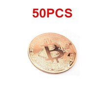 50 Pcs Bitcoin Souvenir Collectible Rose Gold Plated Physical Crypto Metal Coin - £59.27 GBP