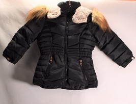 Steve Madden Black Girls Jacket Removable Faux Fur Hoodie 5/6 - £30.36 GBP