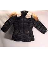 Steve Madden Black Girls Jacket Removable Faux Fur Hoodie 5/6 - £30.93 GBP