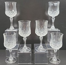 6 Cristal D&#39;Arques Durand Longchamp Water Goblets Set Crystal Etched France Lot - £47.21 GBP