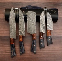 Chef Knife Set 5 Pieces Hand Forged Damascus Steel Kitchen Knives W/wood Handle - £63.30 GBP