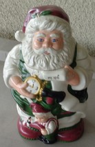 Festive Ceramic Santa Checking His List Cookie Jar - VGC - GORGEOUS - J C Penney - £31.54 GBP