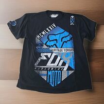 Fox Racing T-Shirt Mens Size Large Black Blue Motocross Motor Sports E1 - $14.84