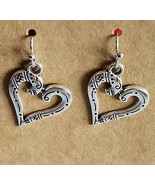 Handcrafted ~ 1-1/8&quot; Dangle Earring ~ Silver Heart ~ Drop Pierced Earrin... - £11.76 GBP
