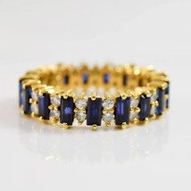 2Ct Baguette Cut Lab-Created Sapphire Wedding Band Ring 14k Yellow Gold ... - £125.17 GBP