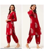 Xs to 7XL Plus Size &amp; Regular Paisley Pure Cotton Kurta With Patiala,Plu... - $45.00