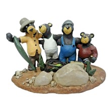 Bear Buddies Group Catch Figurine Fishing Stoneware Fish Basket Fisherman - £25.03 GBP