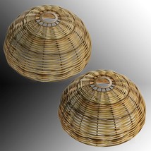 Rattan Pendant Light Shade Woven Wicker Replacement Boho Lamp Shades For Ceiling - £58.34 GBP