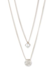 Givenchy Scattered Crystal Two Row Pendant Necklace 16 + 3Inch Womens,Pink - £37.89 GBP