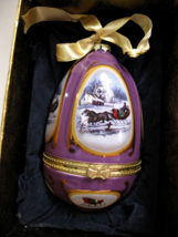Mr. Christmas PURPLE Musical Egg/trinket box Ornament Sleigh Silent Night - £10.16 GBP