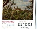 1958 QSL Castle of Prague Czechoslovakia OK1KKJ - $8.91