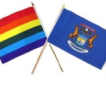 AES Moon 12&#39;&#39;x18&#39;&#39; Wholesale Combo Rainbow Gay Pride Michigan State Stic... - $10.88