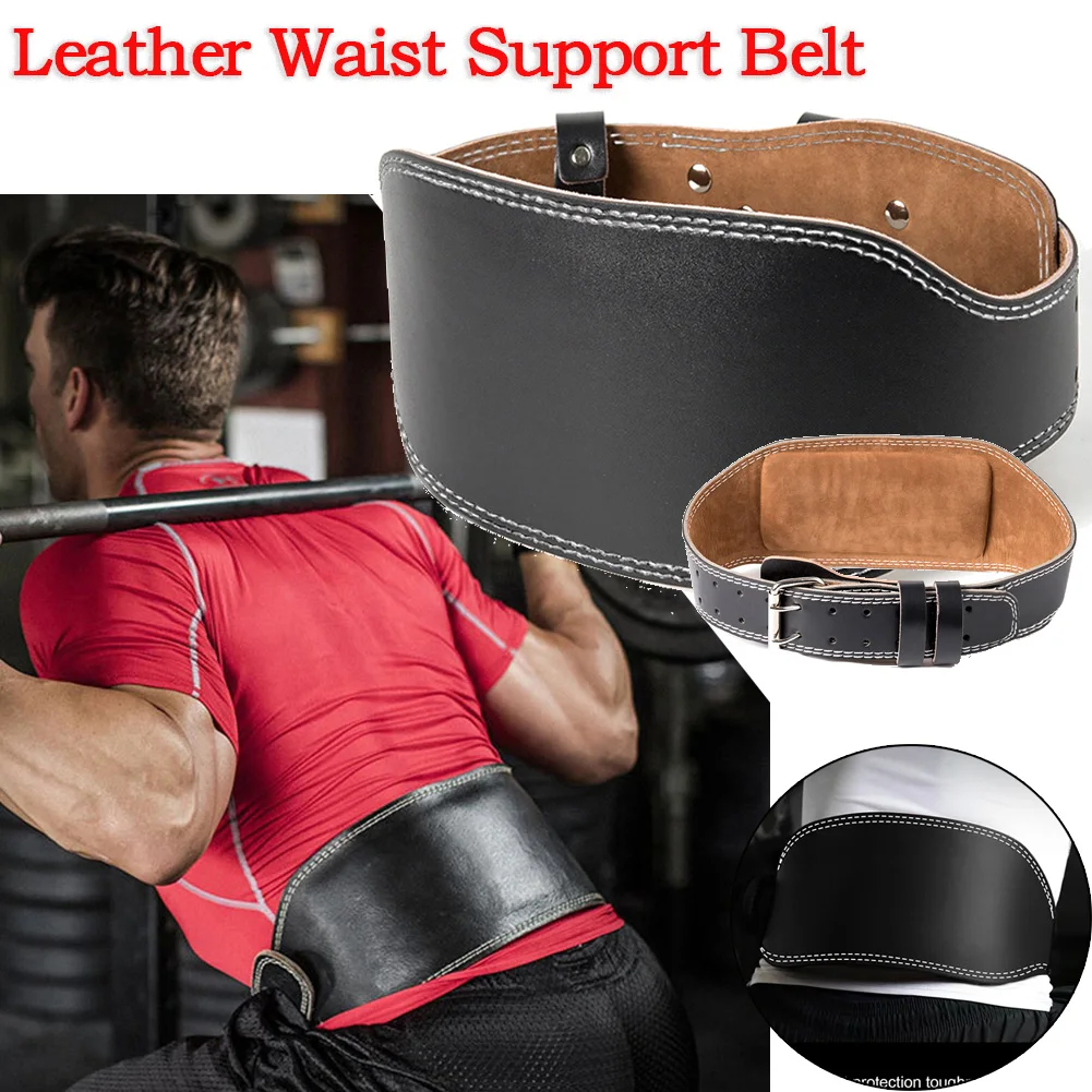 Adjustable Leather Weightlifting Belt Waist Support Gym Belt Unisex Wrap Trainin - £133.48 GBP