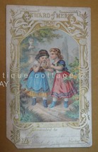 Antique Reward Of Merit Card Handpainted Victorian Minnie Maul From Mrs Phillips - £69.59 GBP