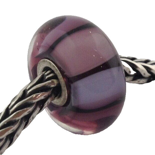 Primary image for Authentic Trollbeads Murano Glass Purple Stripes Bead Charm, 61333